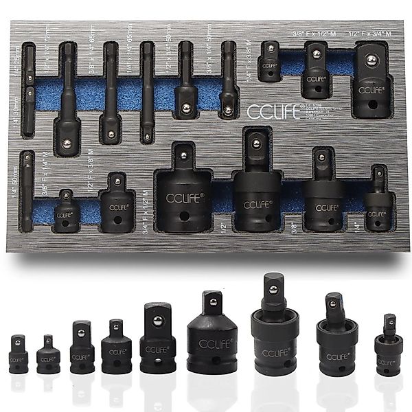 CCLIFE 17tlg Stecknuss Adapter für Schlagschrauber 1/4'' 3/8'' 1/2'' 3/4'' günstig online kaufen