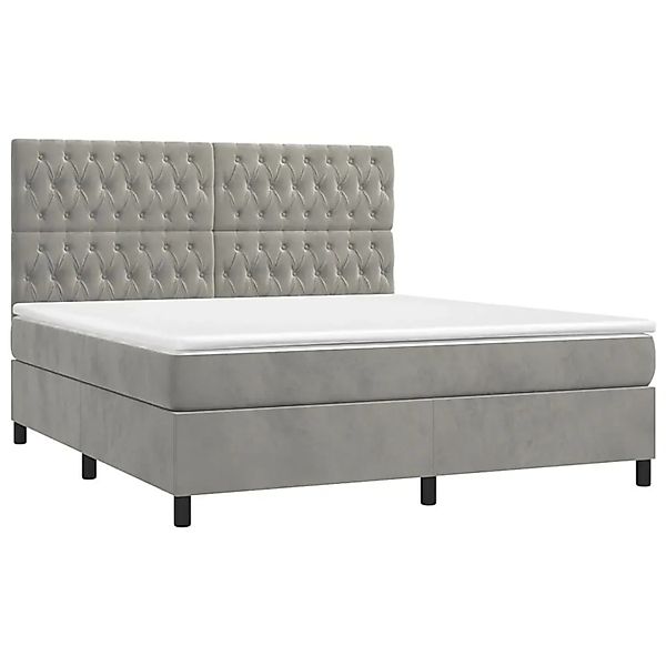 vidaXL Boxspringbett mit Matratze & LED Hellgrau 160x200 cm Samt 3136311 günstig online kaufen