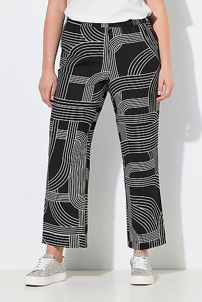 Ulla Popken Funktionshose Hose Rose grafischer Druck weites Bein Elastikbun günstig online kaufen