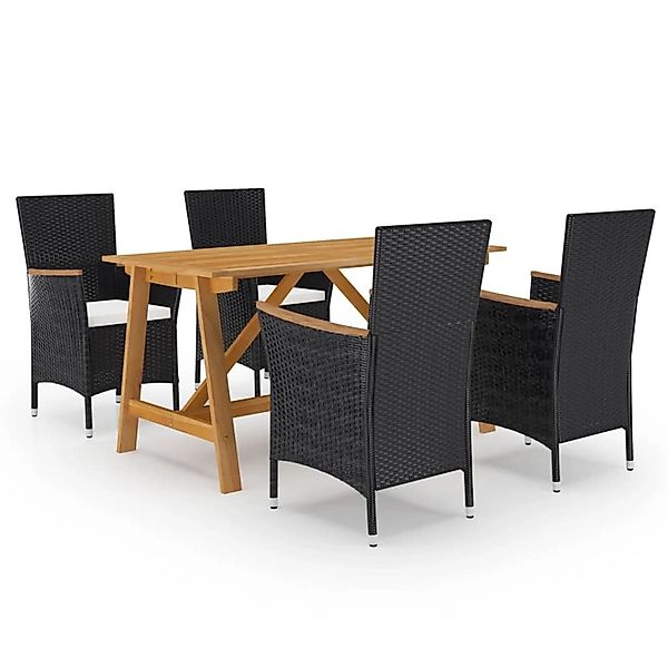 vidaXL 5-Tlg Garten-Essgruppe mit Kissen Schwarz 3095889 günstig online kaufen