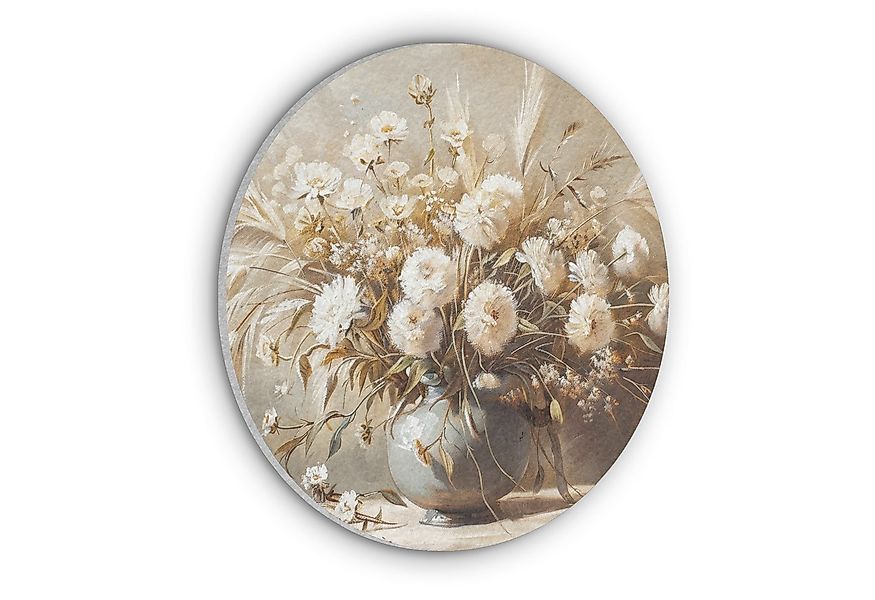 MuchoWow Gemälde Blumen - Vase - Stilleben - Beige, Fotodruck (1 St), Akust günstig online kaufen