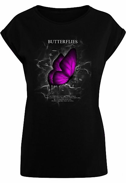 Merchcode T-Shirt "Merchcode Damen Ladies Butterflies Extended Shoulder Tee günstig online kaufen