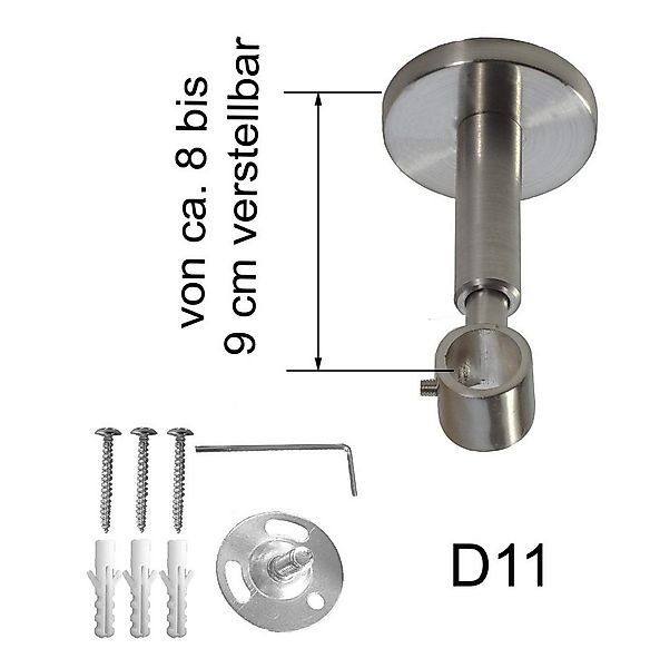 BASIT Gardinenstange Rohr Edelstahl 16 mm mit Deckenträgern 120 cm E17, Ø 1 günstig online kaufen