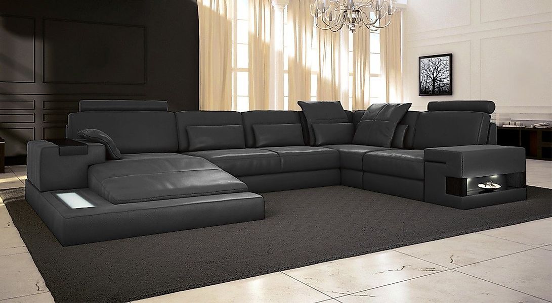 BULLHOFF Wohnlandschaft Wohnlandschaft Leder XXL Eckcouch U-Form Sofa Eckso günstig online kaufen
