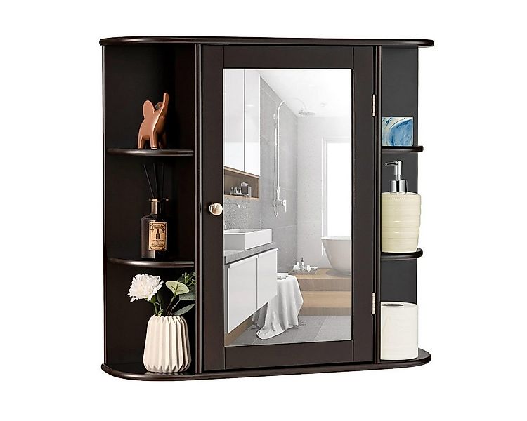 KOMFOTTEU Spiegelschrank Badschrank Hängeschrank Wandschrank mit Ablagen, 6 günstig online kaufen