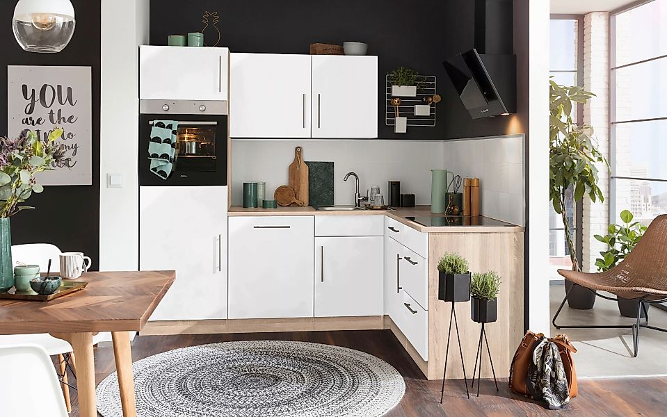 wiho Küchen Winkelküche "Cali", mit E-Geräten, Stellbreite 230 x 170 cm günstig online kaufen