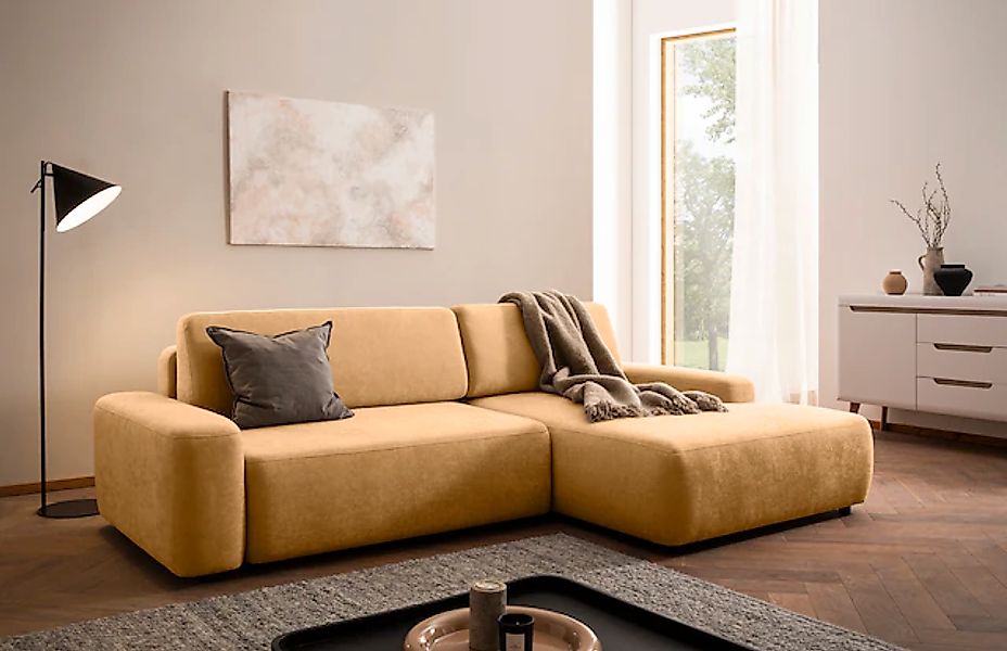 Home affaire Ecksofa »TORGE (264cm), Schlafsofa in Cord, Samtvelours o Stru günstig online kaufen