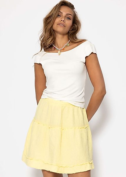 SASSYCLASSY A-Linien-Rock Musselin Rock mit Volant günstig online kaufen