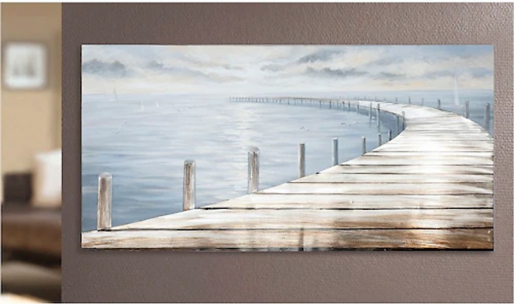 Casablanca by Gilde Leinwandbild »Bild rechteckig Steg blau H. 75 cm«, (1 S günstig online kaufen