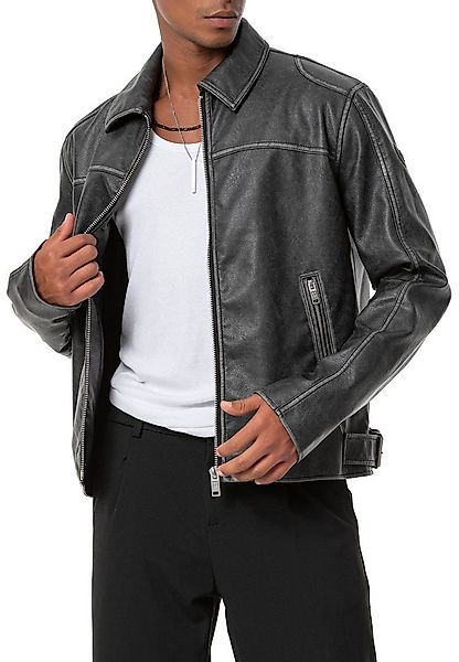 RedBridge Lederimitatjacke mit Vintage-Waschung – Reißverschluss, Regular F günstig online kaufen