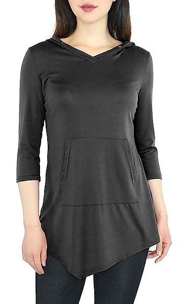 dy_mode Longshirt Damen 3/4 Langarmshirt mit V-Ausschnitt und Kapuze Longsh günstig online kaufen