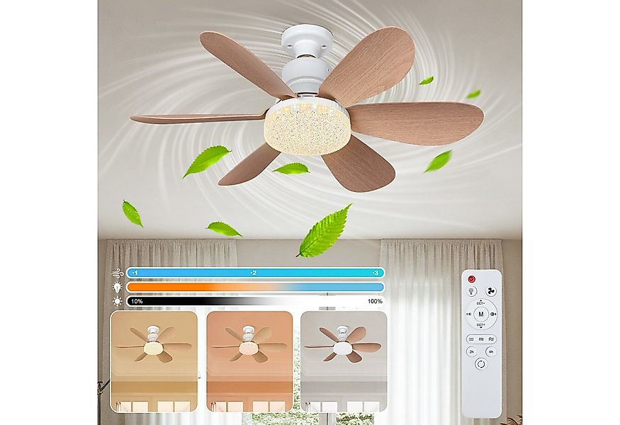 LMaxhome Deckenventilator mit Licht Dimmbar 40W LED Deckenleuchte mit Venti günstig online kaufen