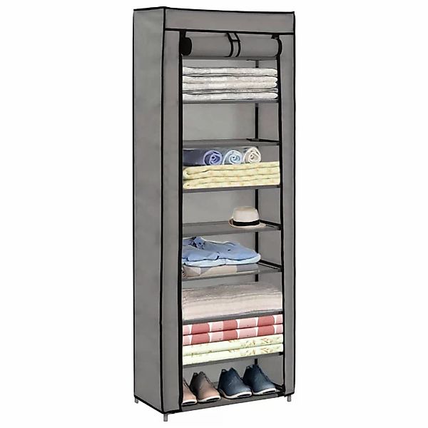 Schuhschrank Mit Abdeckung Grau 57 X 29 X 162 Cm Stoff günstig online kaufen