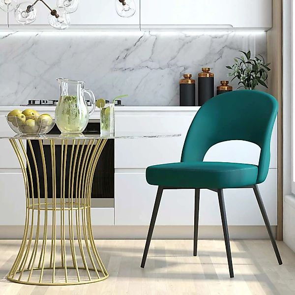 Esstisch Stuhl in Grün und Schwarz Ausschnitt in der Rückenlehne günstig online kaufen
