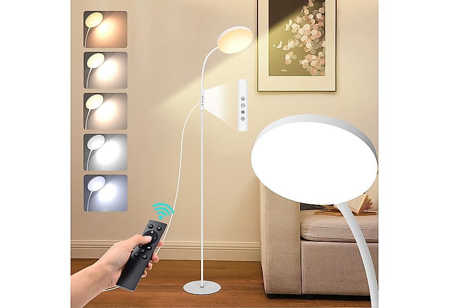 Jibenhome Stehlampe LED Stehleuchte Dimmbar, Leselampe mit Fernbedienung,10 günstig online kaufen