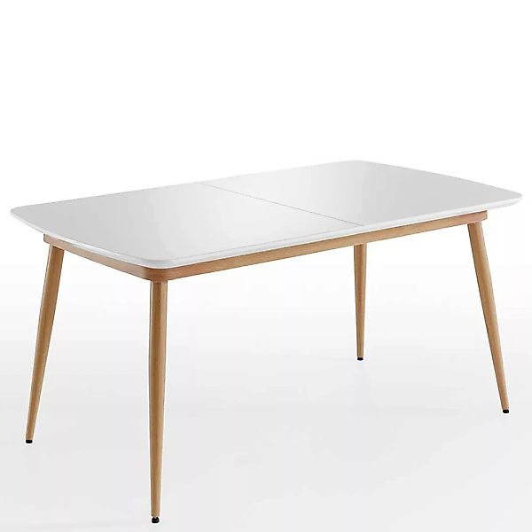 Tisch Esszimmer Skandi Stil mit einer Einlegeplatte Hochglanz Weiß günstig online kaufen