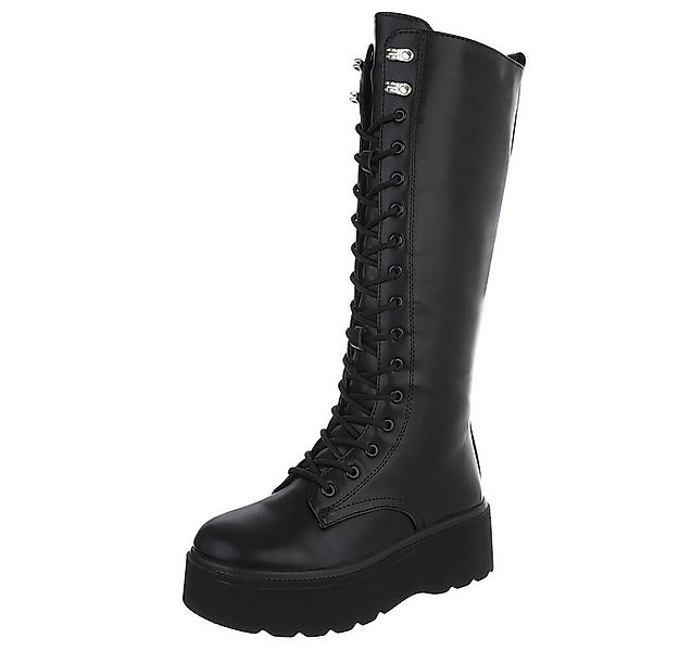 Ital-Design Hoch geschnittene Plateau-Stiefel mit Schnürung für Damen Plate günstig online kaufen
