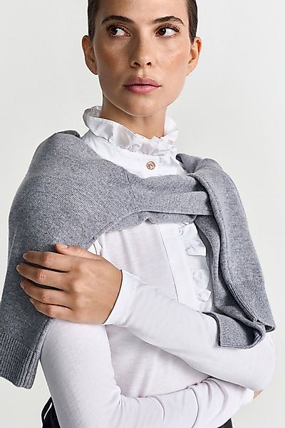 RICHROYAL Longsleeve mit Rüschenkragen, gerader Schnitt günstig online kaufen