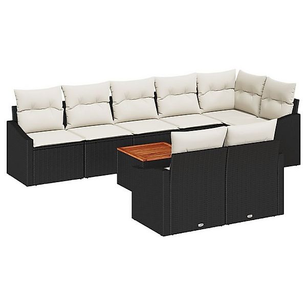 vidaXL Loungesofa 9-teiliges Garten Sofa Set mit Kissen Schwarz Poly Rattan günstig online kaufen