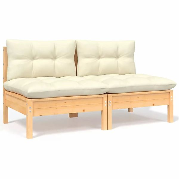 2-sitzer-gartensofa Mit Creme Kissen Massivholz Kiefer günstig online kaufen