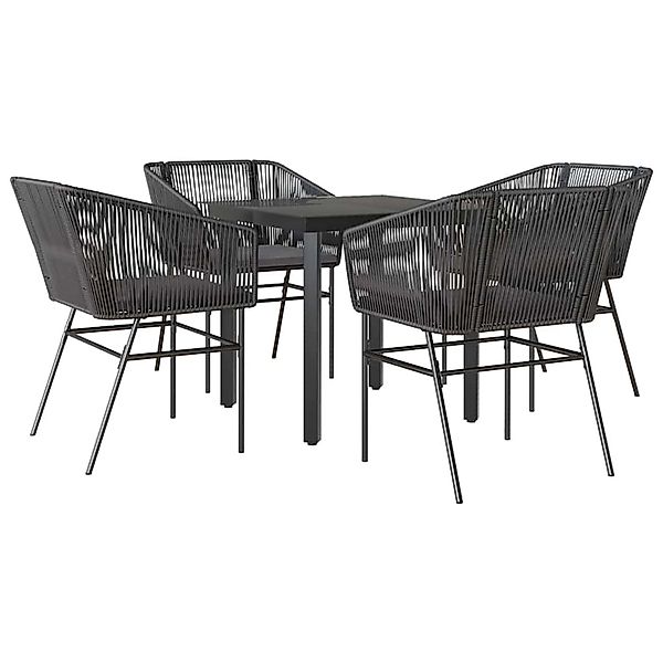 vidaXL 5-Tlg Garten-Essgruppe mit Kissen Schwarz Poly Rattan Glas 3334612 günstig online kaufen