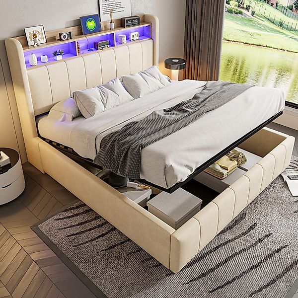 HAUSS SPOLE Polsterbett 160x200cm mit LED-Beleuchtung günstig online kaufen