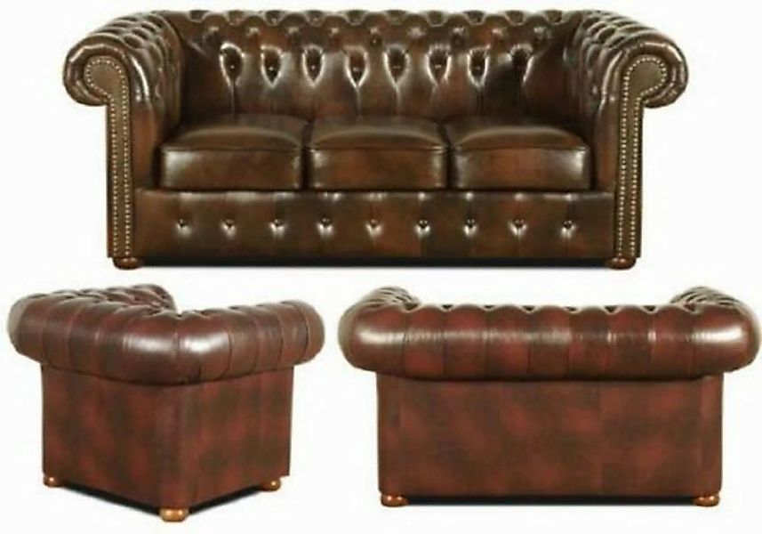 JVmoebel Sofa Chesterfield Sofagarnitur Polster 3+2+1 Garnitur 100% Leder S günstig online kaufen