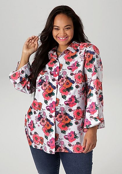 Aniston PLUS Hemdbluse mit trendigem Blumendruck günstig online kaufen