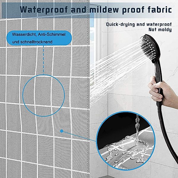 HomeBella Duschvorhang Kariert Textil Antischimmel Schimmelresistent Wasser günstig online kaufen