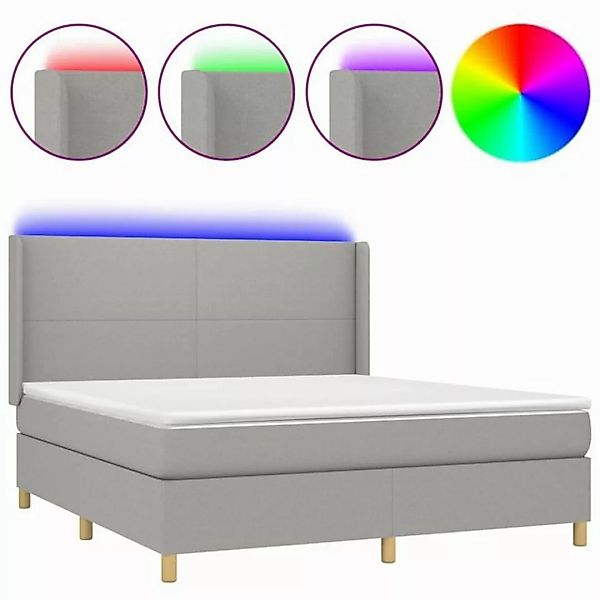 vidaXL Boxspringbett Boxspringbett mit Matratze LED Hellgrau 160x200 cm Sto günstig online kaufen