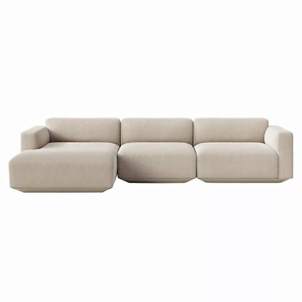 Ecksofa Develius E textil beige / 4-Sitzer - L 309 cm / Dormeuse links - &t günstig online kaufen