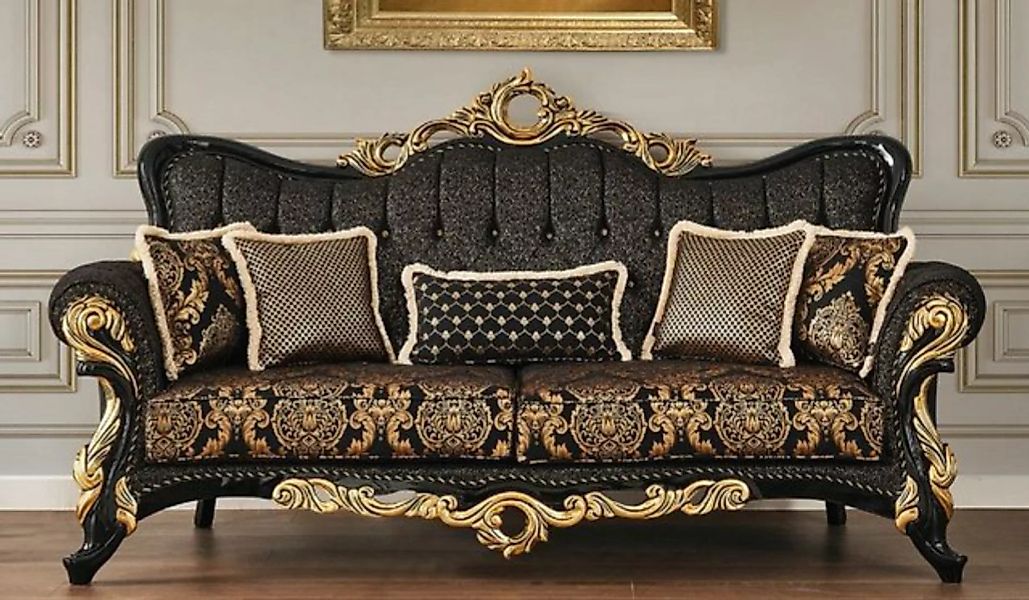 Casa Padrino Sofa Luxus Barock Sofa Schwarz / Gold 230 x 80 x H. 126 cm - P günstig online kaufen
