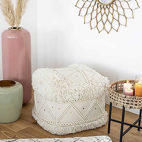 Sitzpouf im Boho Style Strukturstoff günstig online kaufen