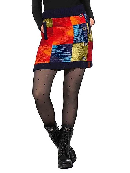 KUNST UND MAGIE Strickrock Bunter Patchwork Strickrock kurzer gefütterter R günstig online kaufen