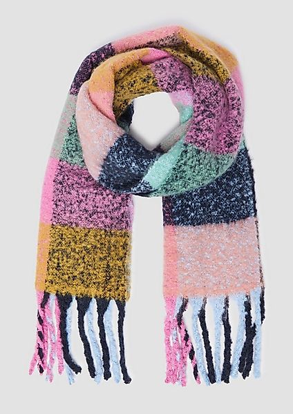 s.Oliver Schal Tuch, Schal mit Fransen und mehrfarbigem Karo-Muster günstig online kaufen