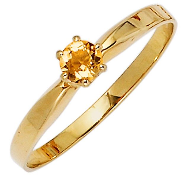 Schmuck Krone Goldring Ring mit Citrin & 585 Gelbgold schlicht, Gold 585 günstig online kaufen