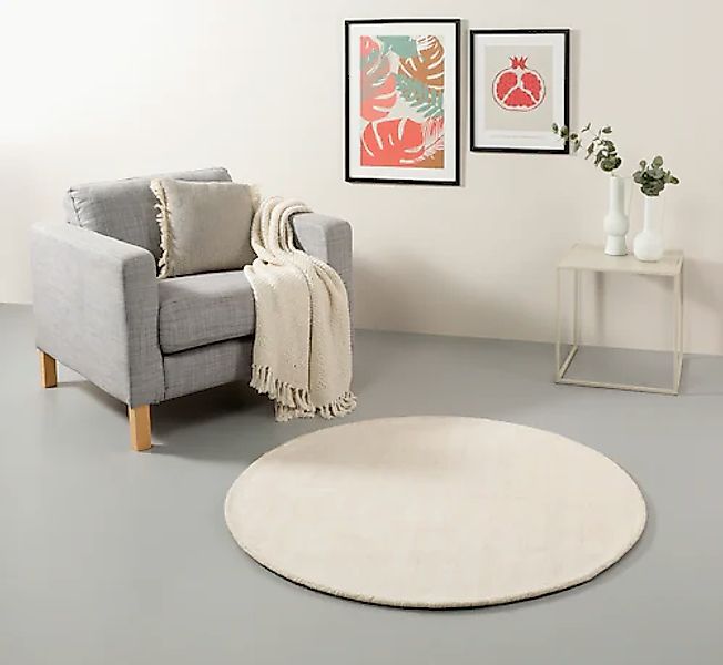 my home Teppich »Soley«, rund, 12 mm Höhe, Handweb Teppiche, Wohnzimmer, Sc günstig online kaufen