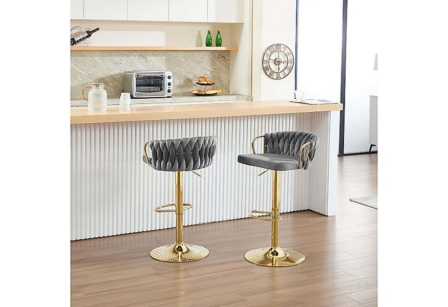 Woltu Barhocker (4 St), Samtstuhl mit Metallrahmen, höhenverstellbar, 360° günstig online kaufen