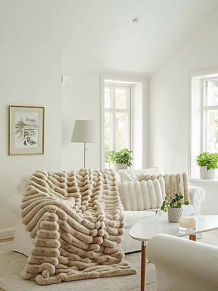 Wohndecke Trendige Kuscheldecke Felloptik 140x220 cm, Skinnwille Home, flau günstig online kaufen