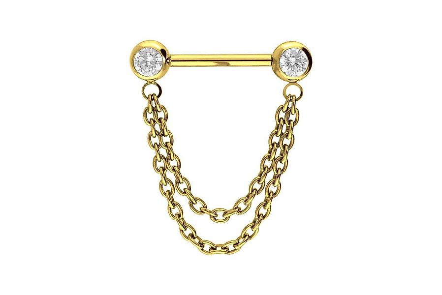 PIERCINGLINE Brustwarzenpiercing Titan Barbell mit Push Fit 2 KETTEN + KRIS günstig online kaufen
