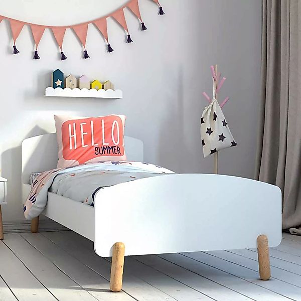 Weißes Kinderbett im Skandi Design Vierfußgestell aus Holz günstig online kaufen