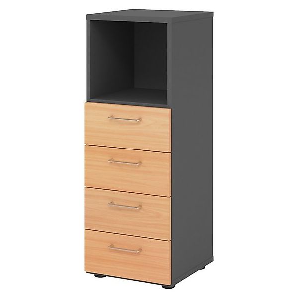 bümö Aktenschrank smart Schubladen Kombi - 4 Schübe Dekor: Graphit/Buche günstig online kaufen