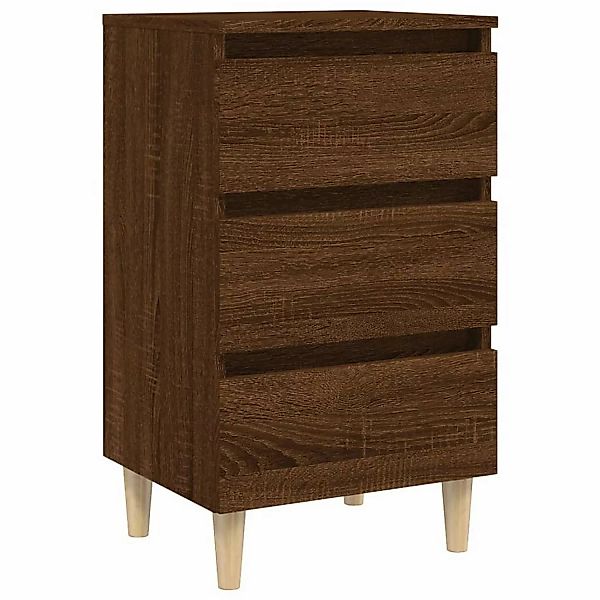 Vidaxl Nachttisch Mit Massivholz-beinen Braun Eiche 40x35x69 Cm günstig online kaufen