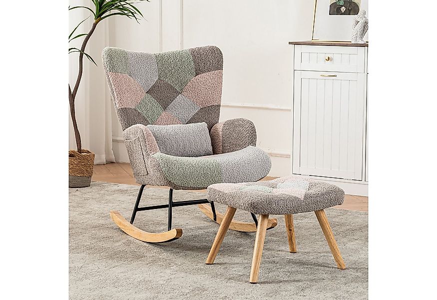 MODFU Schaukelstuhl mit Holzsockel (Loungesessel, 2 St), inklusive Fußstütz günstig online kaufen