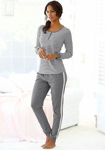 s.Oliver Pyjama 2-teilig, 2 tlg. mit seitlichen Streifen am Bein günstig online kaufen