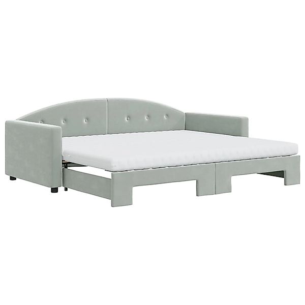 vidaXL Gästebett Gästebett Tagesbett Ausziehbar mit Matratzen Hellgrau 90x2 günstig online kaufen
