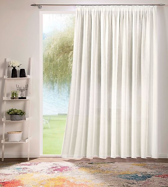 DecoHome24 Gardine Voile mit Effekt Creme, günstig online kaufen