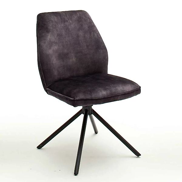 Drehbare Esszimmer Stühle in Anthrazit Velours Metallgestell schwarz (2er S günstig online kaufen