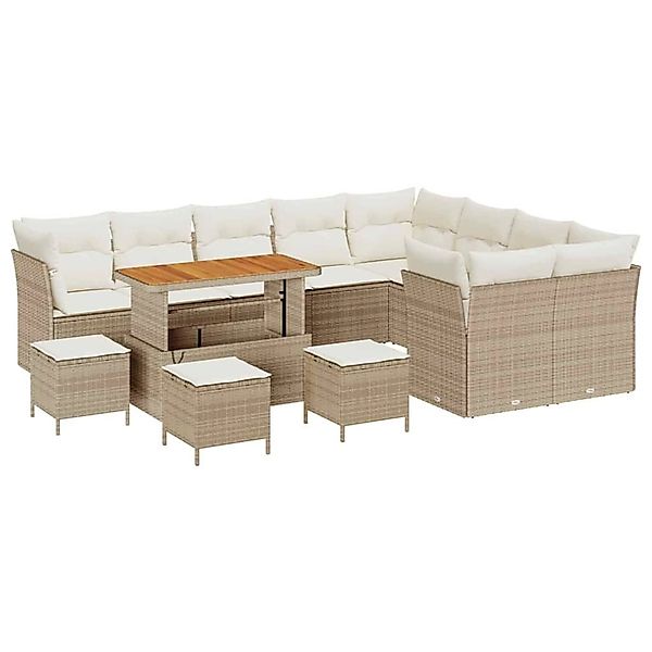 vidaXL Garten-Sofa-Set 13-Tlg Beige Poly Rattan 3361531 günstig online kaufen