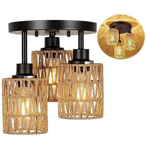 Rosnek Deckenleuchte Deckenlampe Vintage mit 3 günstig online kaufen